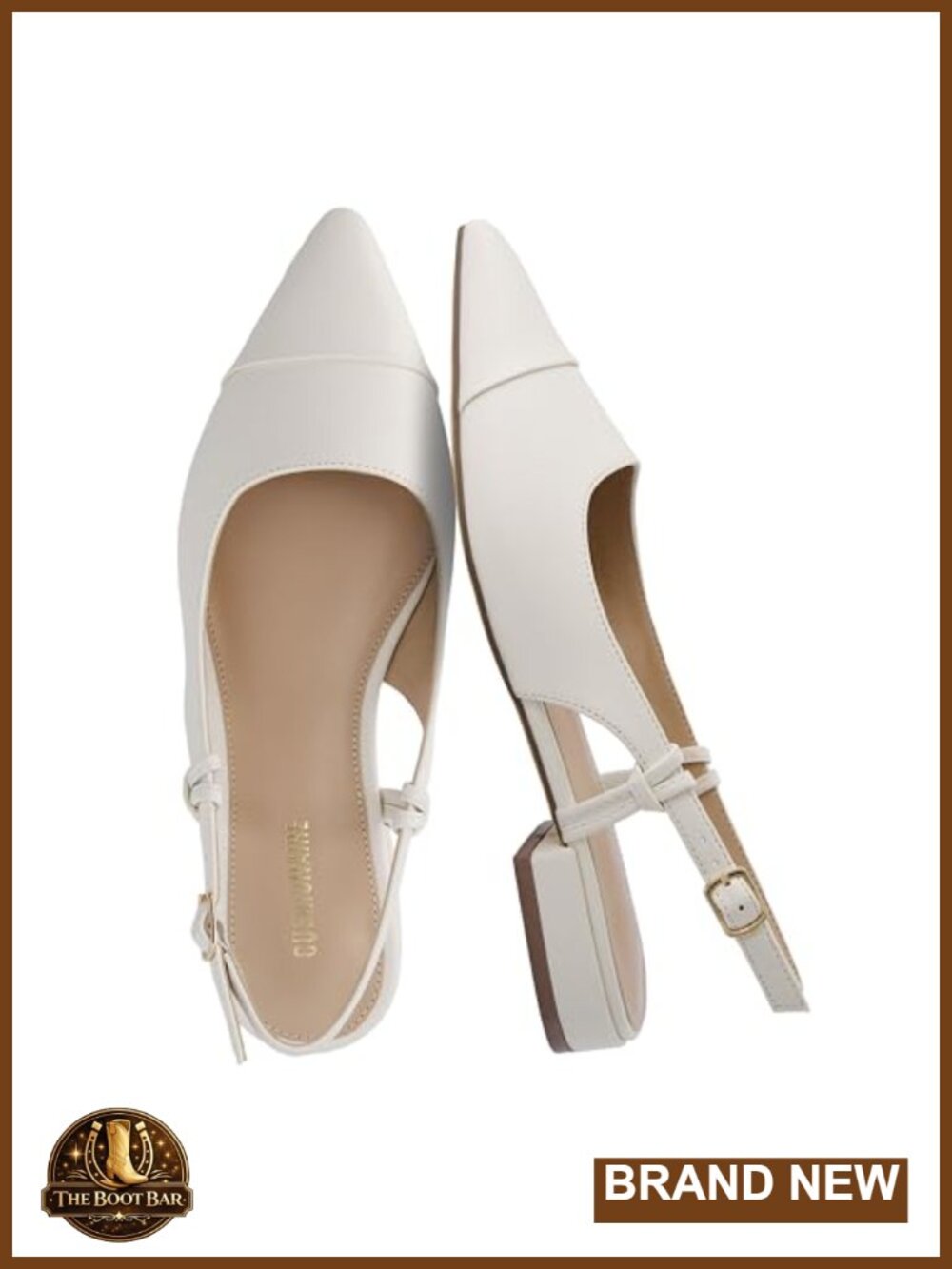Women's Pointed Toe Slingback Pump Faux Leather Low Heel Formal Dress Shoe
